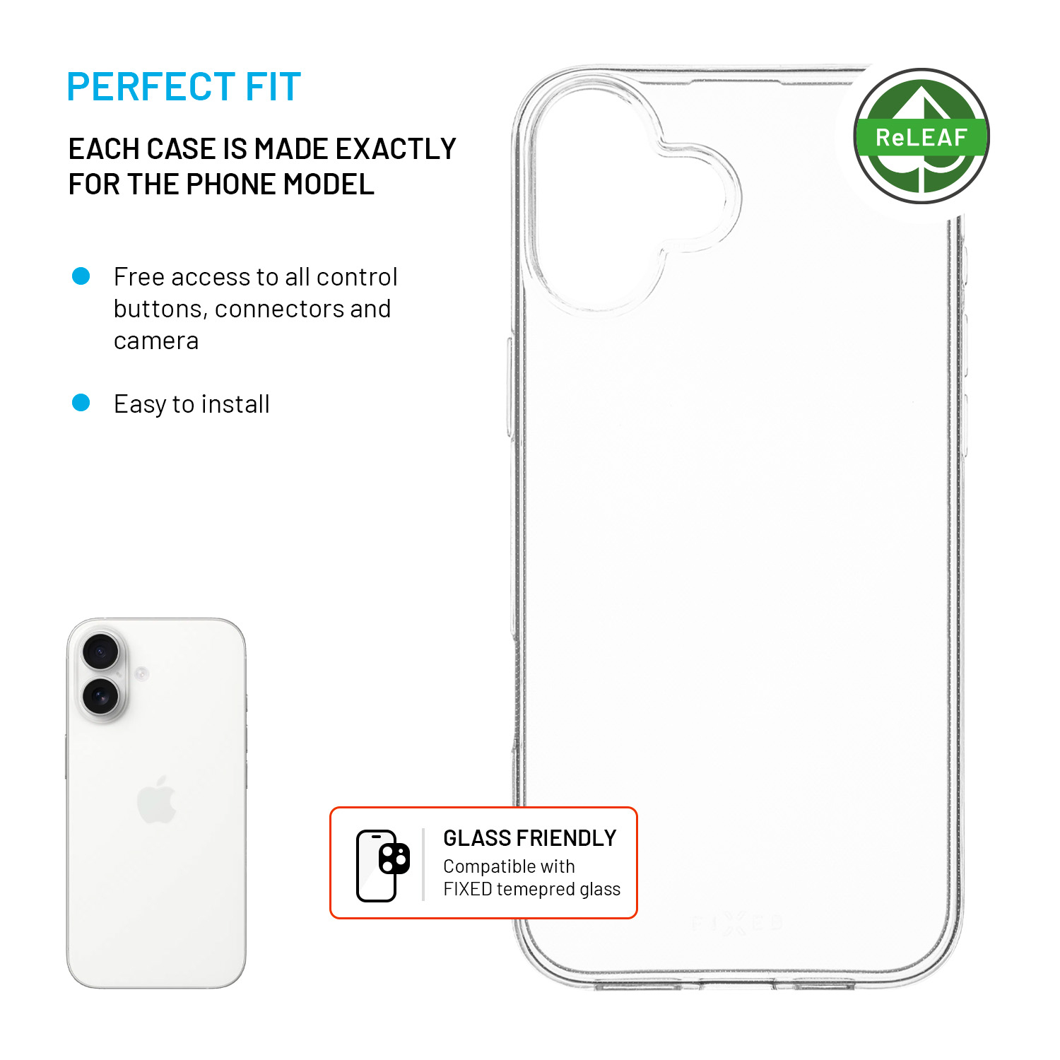 Transparente Handyschutzhülle mit perfekter Passform, einfacher Installation und Glas-Kompatibilität.