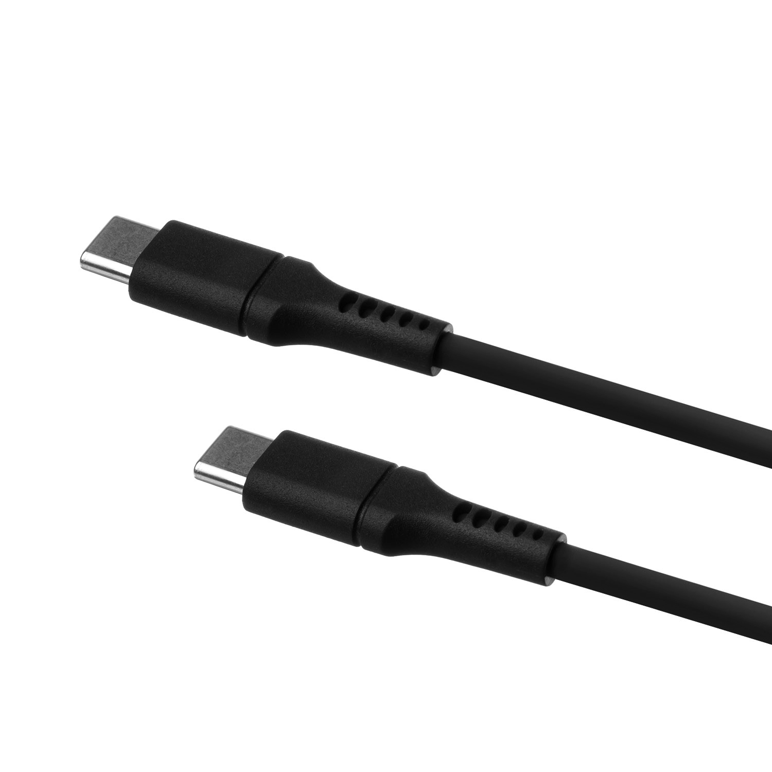 Zwei schwarze USB-C-Kabel auf weißem Hintergrund.