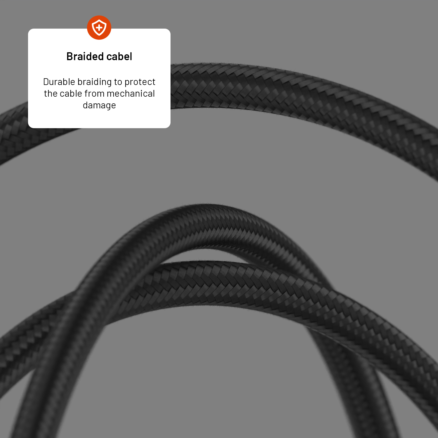 Langlebiges schwarzes geflochtenes Kabel schützt vor mechanischen Schäden.