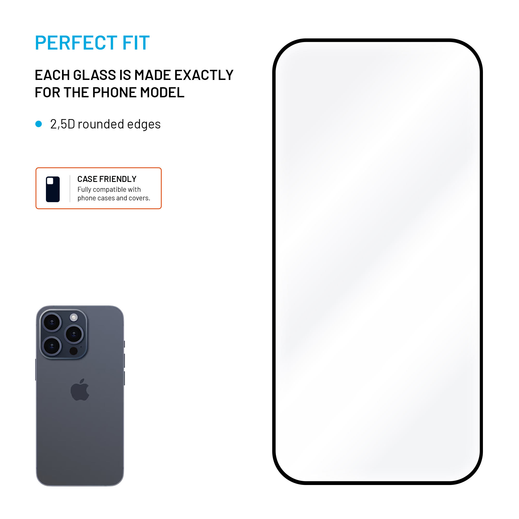 Display-Schutzglas mit abgerundeten Ecken und Smartphone-Kompatibilität.