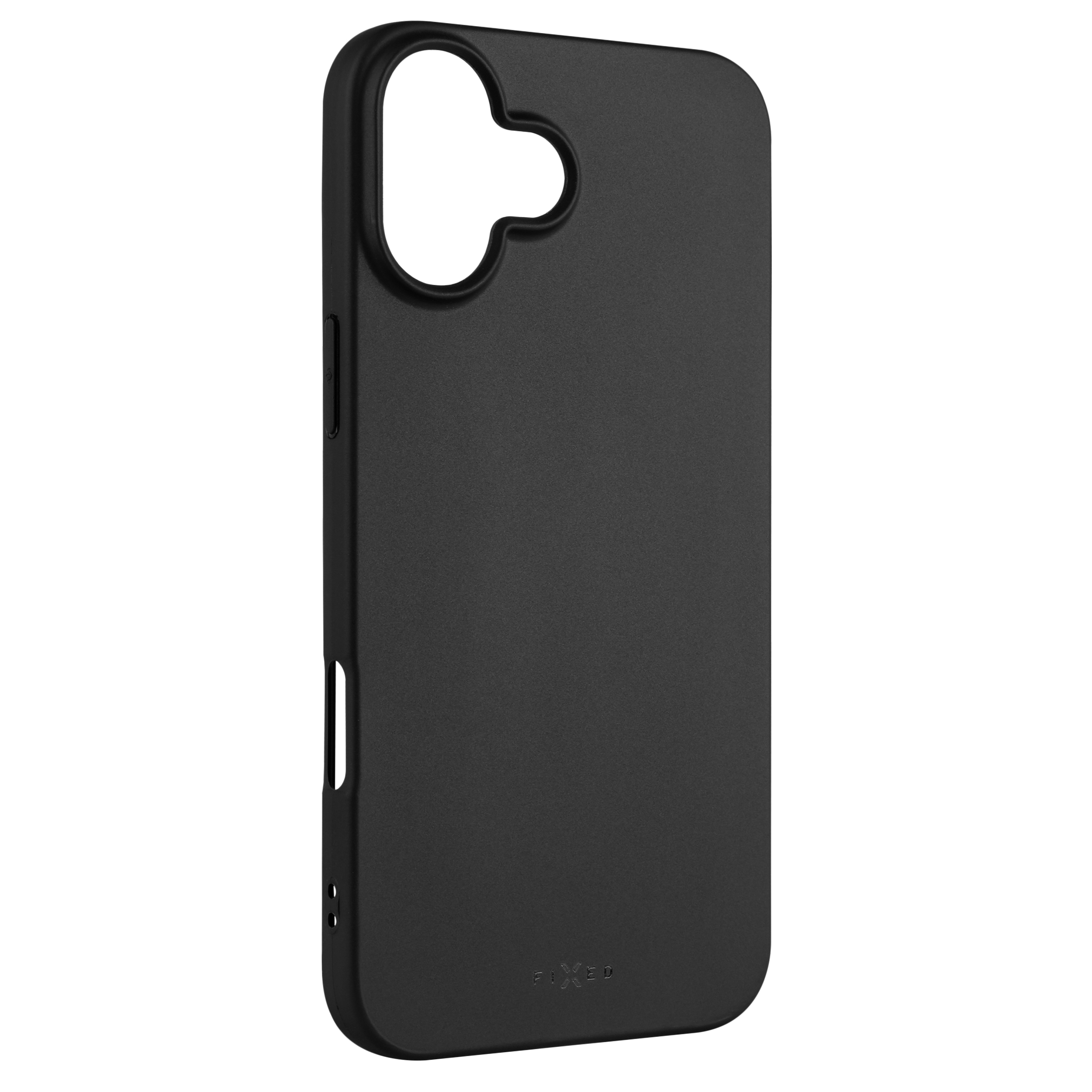 Eine matte schwarze Handyhülle mit passenden Aussparungen für Kamera und Anschlüsse.