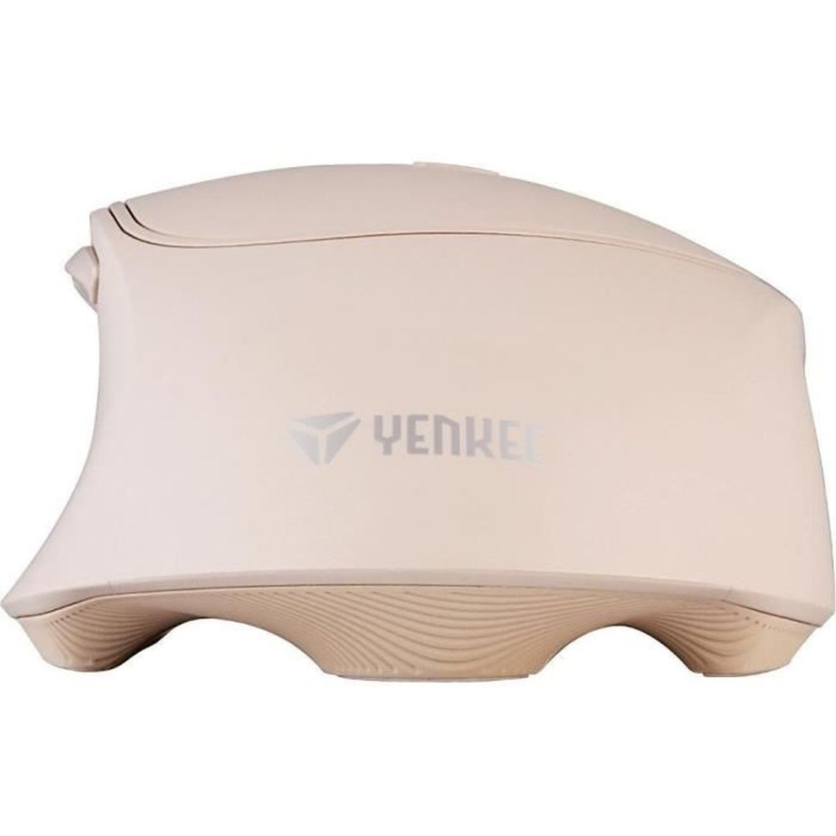 Un ratón de ordenador vertical ergonómico de color beige con el logotipo de la marca Yenkee en el lateral, sobre fondo blanco.