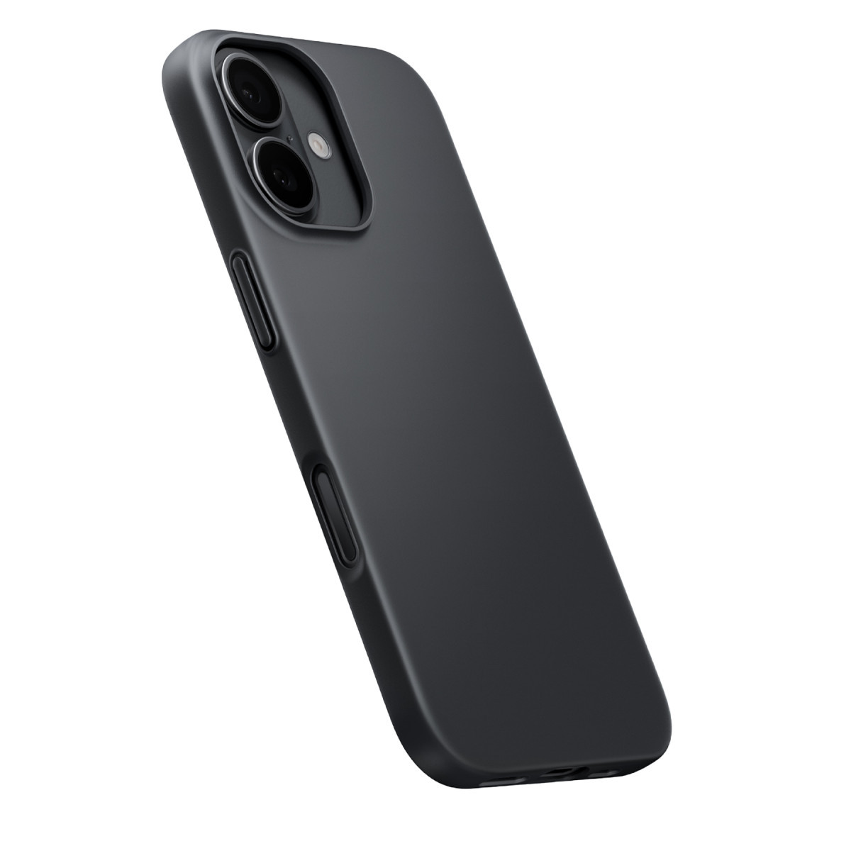 Arkada iki kamerası olan koruyucu kılıflı siyah akıllı telefon.