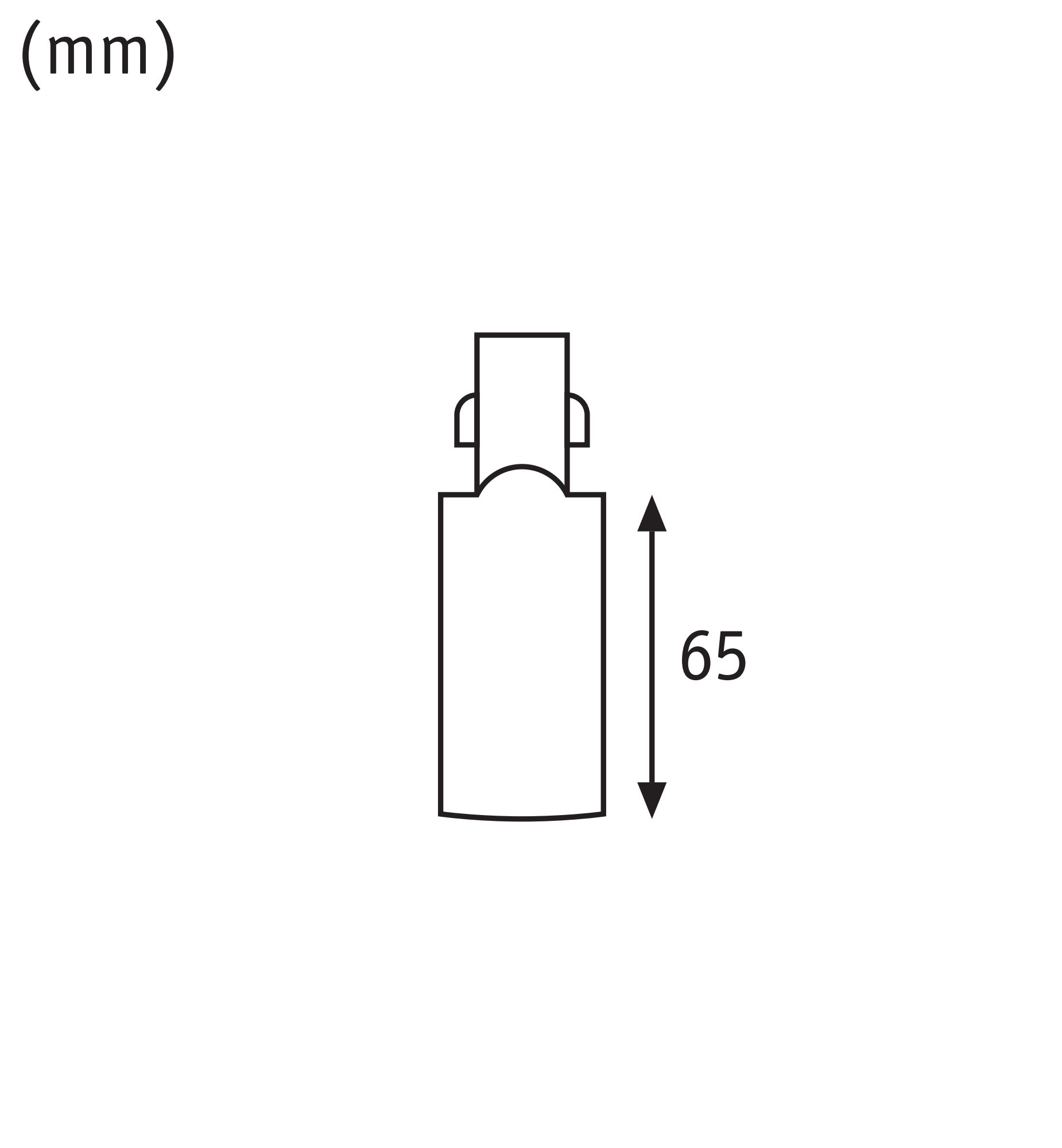 Technische Zeichnung eines zylindrischen Bauteils mit Maßangabe von 65 mm in Millimetern.
