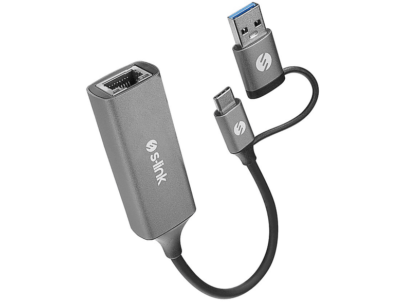 S-LINK SWV-USBC029 Gri Metal Type-C + USB3.0 Çeviricili Gigabit , USB3.0 Çevirici Ethernet Adaptörü
