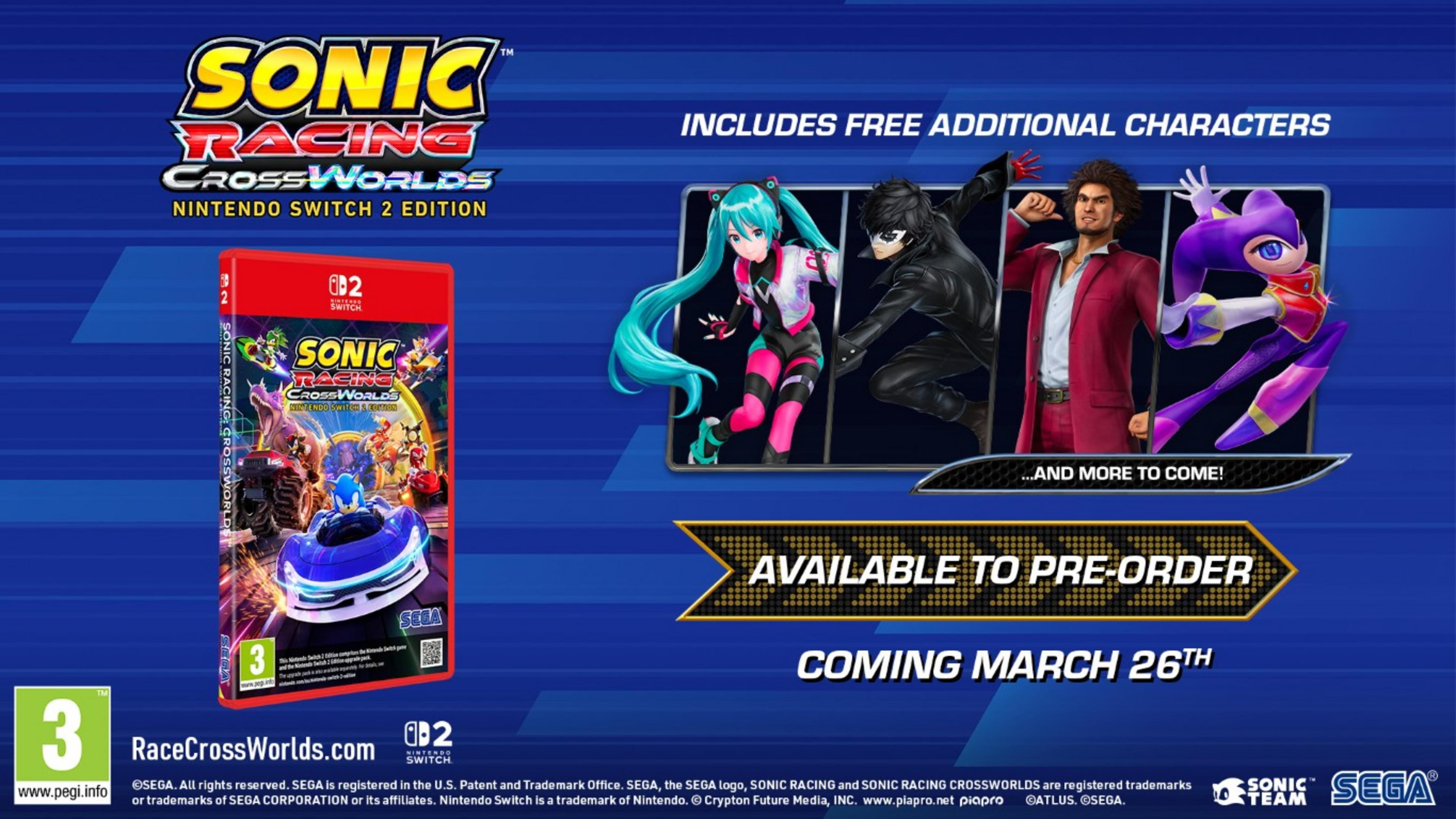 Sonic Racing CrossWorlds Nintendo Switch 2 Edition, w przedsprzedaży od 26 marca.