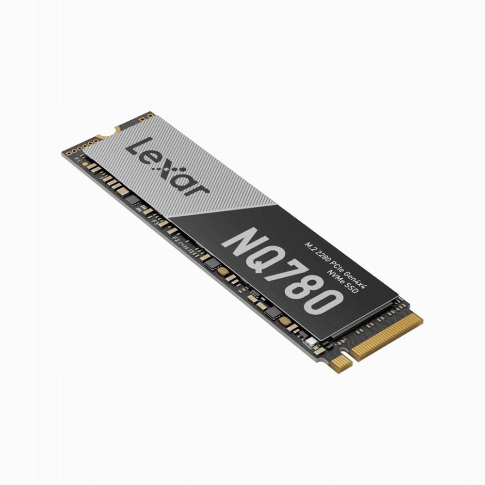 A gray and black Lexar NQ780 M.2 NVMe SSD against a white background.