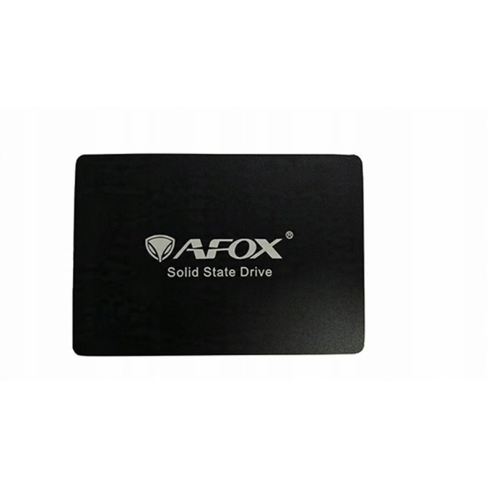 Eine schwarze AFOX Solid State Drive vor weißem Hintergrund.