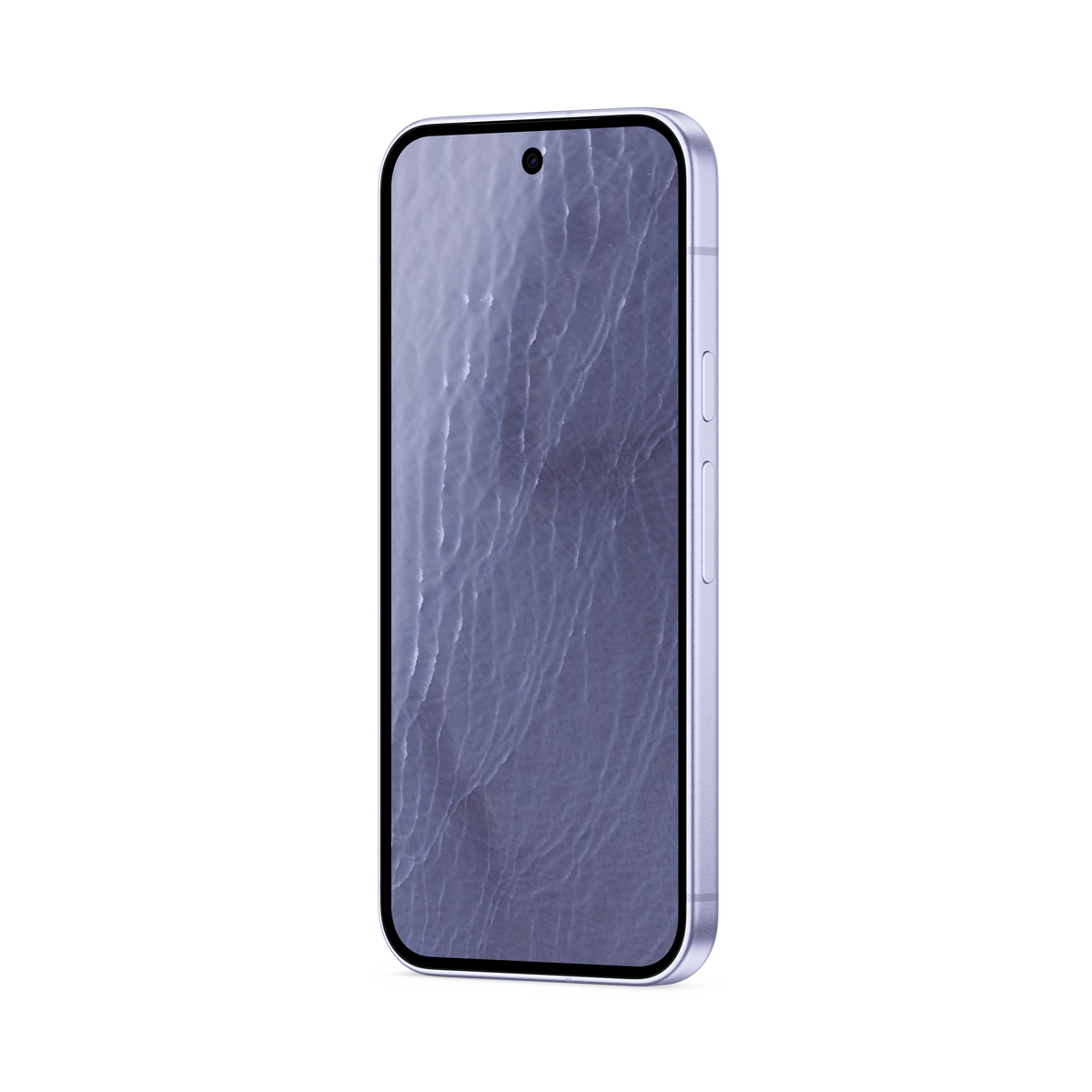 Biały smartfon z wodnym tłem na ekranie na czarnym tle.