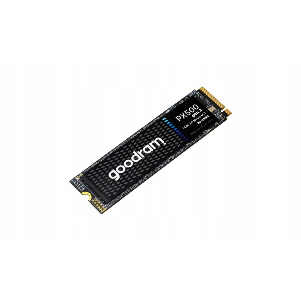 A black Goodram PX500 NVMe M.2 SSD against a white background.