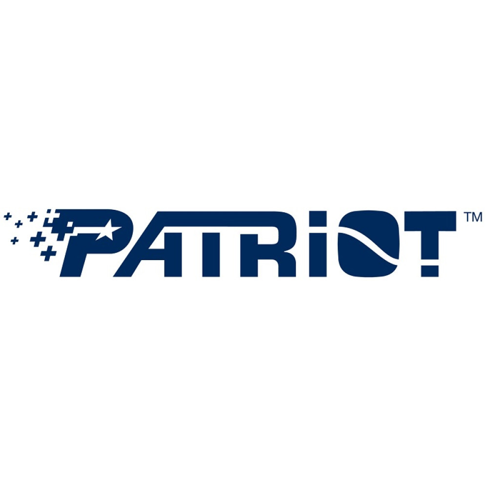 The blue logo displays the word PATRIOT, featuring a pixelated star on the left and a TM symbol on the right.
