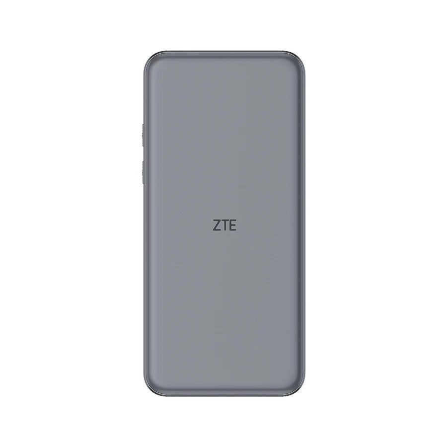 Tył szarego smartfona ZTE z centralnie umieszczonym logo.