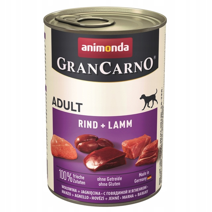 Puszka z karma dla psa Animonda GranCarno Adult wolowina i jagnięcina.