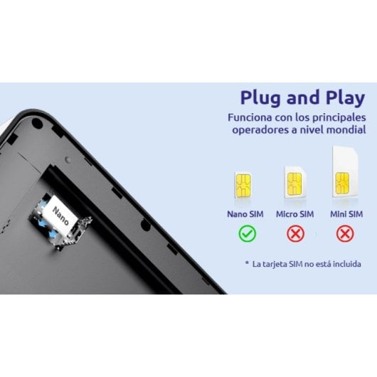 Plug-and-Play-Gerät zeigt Kompatibilität nur mit Nano-SIM-Karten, ohne Micro- und Mini-SIMs.