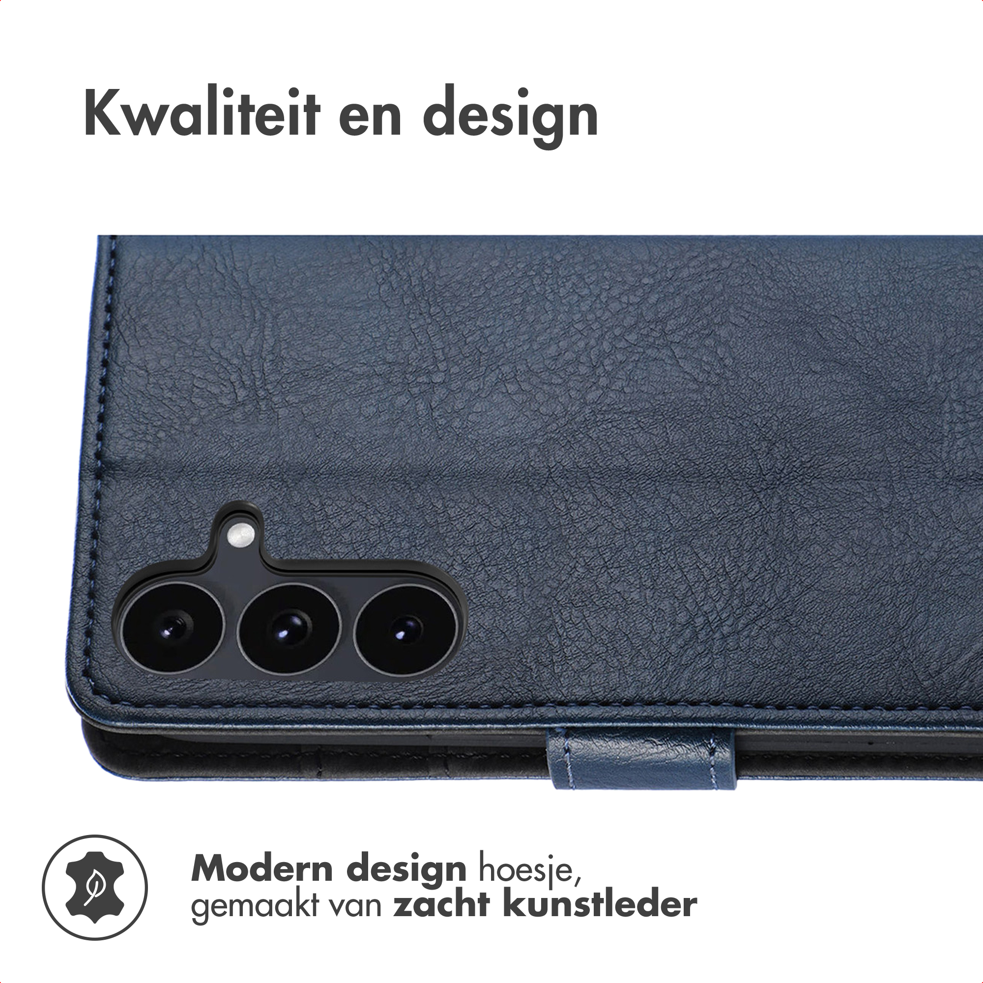 Coque de téléphone en similicuir bleu avec découpe pour appareil photo.