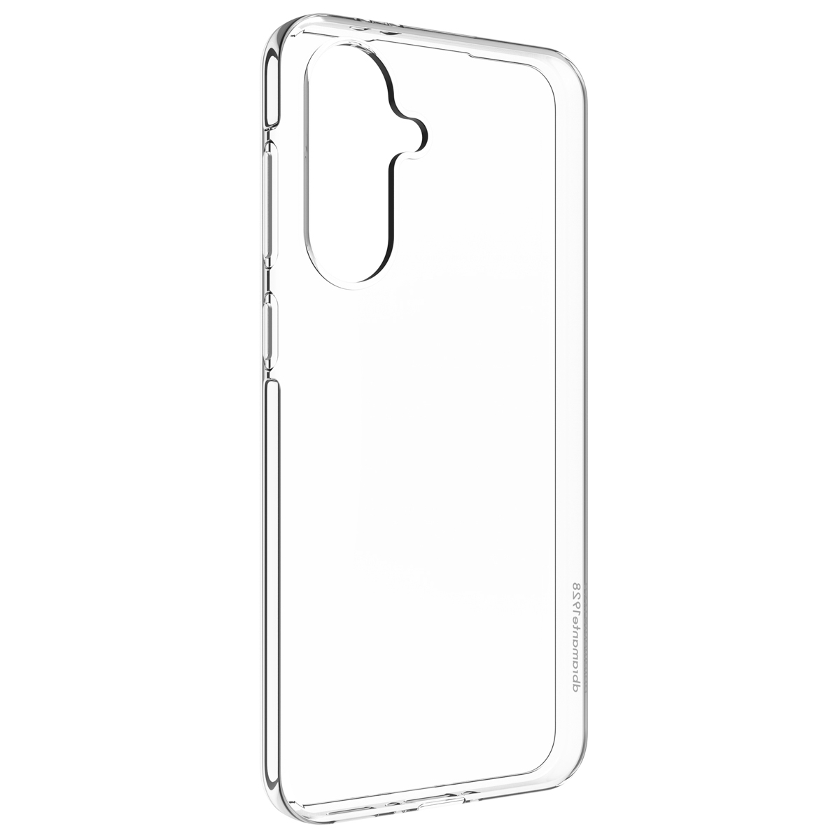 Eine transparente, klare Schutzhülle für ein Smartphone mit Kameraaussparungen auf weißem Hintergrund.