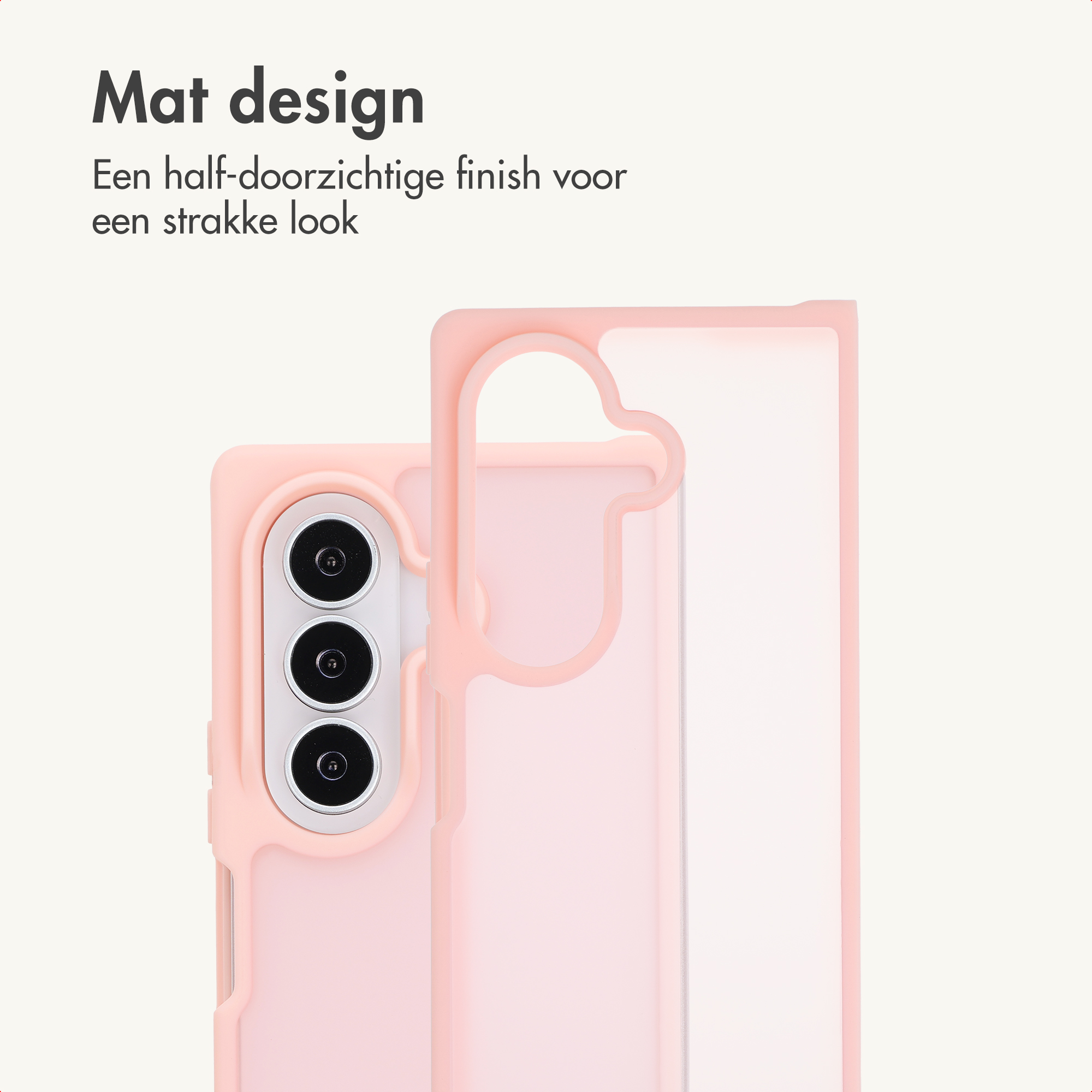 Mattierte, halbtransparente rosa Handyhülle mit Kameraausschnitt.