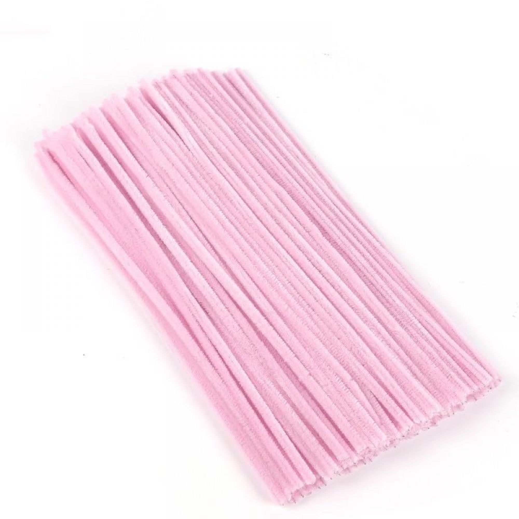 Ein Bündel rosa Pfeifenreiniger auf einer weißen Oberfläche.