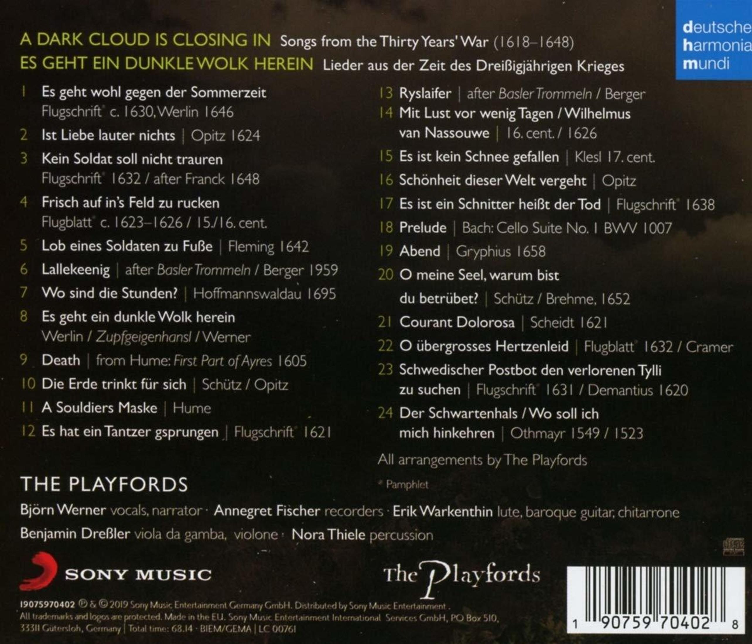 Rückseite einer Musik-CD mit Trackliste und Credits für The Playfords.