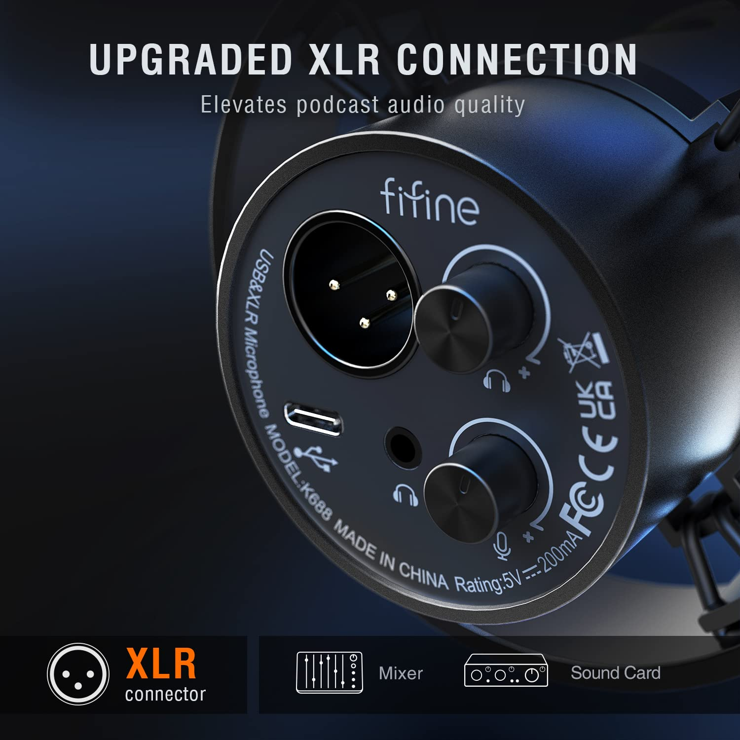 FIFINE XLR & USB Mikrofon, Schwarz