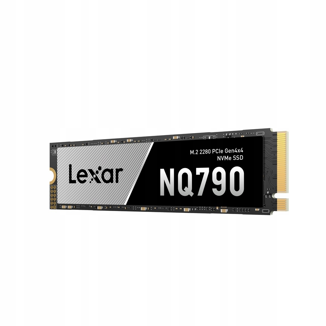 Lexar NQ790 M.2 2280 PCIe Gen4x4 NVMe SSD with black and silver label on a white background.