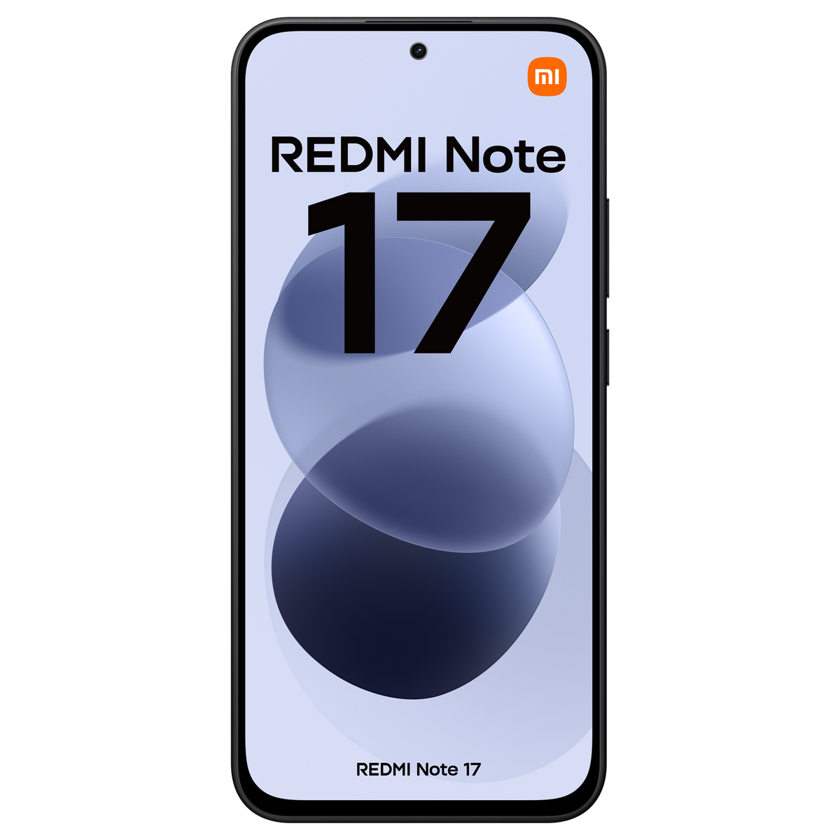 Frontansicht des Redmi Note 17 Smartphones mit weißem Display und der Zahl 17.