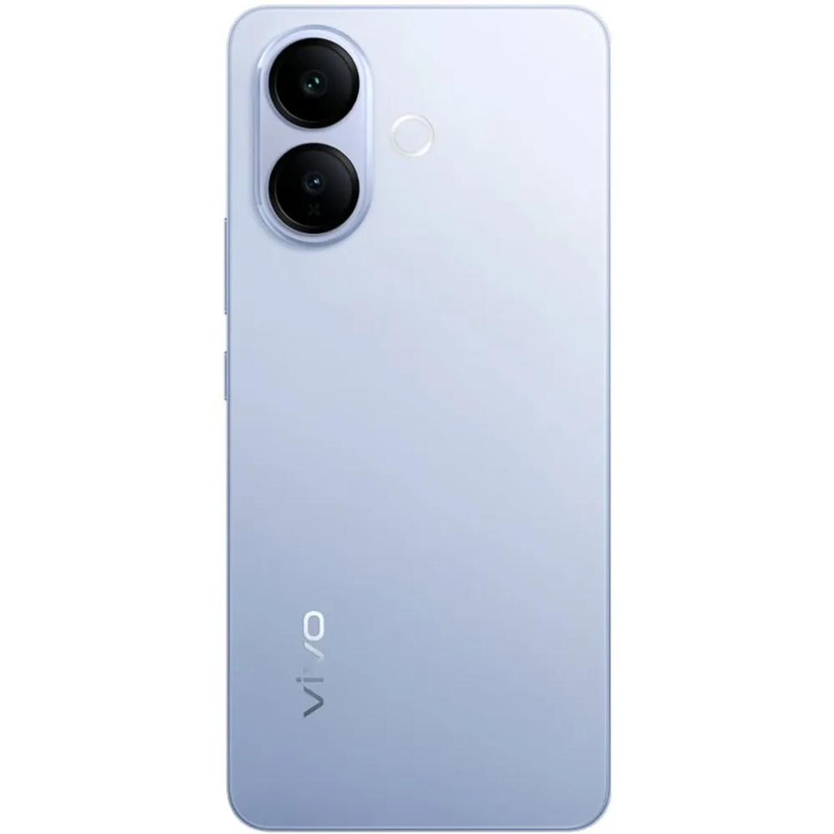 Rückseite eines hellblauen vivo-Smartphones mit Dual-Kamera-Modul und Logo.