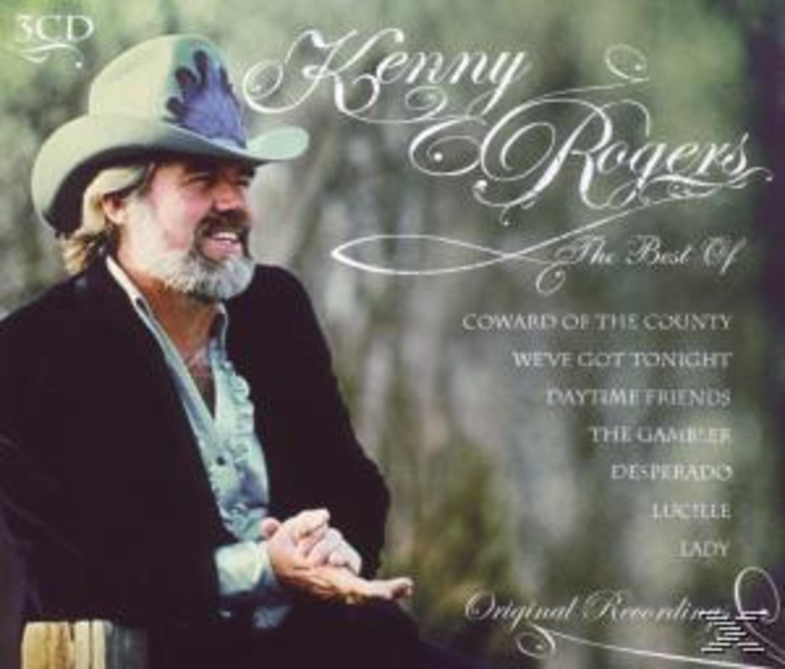 Kenny Rogers Album-Cover zeigt den Sänger im Cowboyhut vor dunklem Hintergrund mit Text.