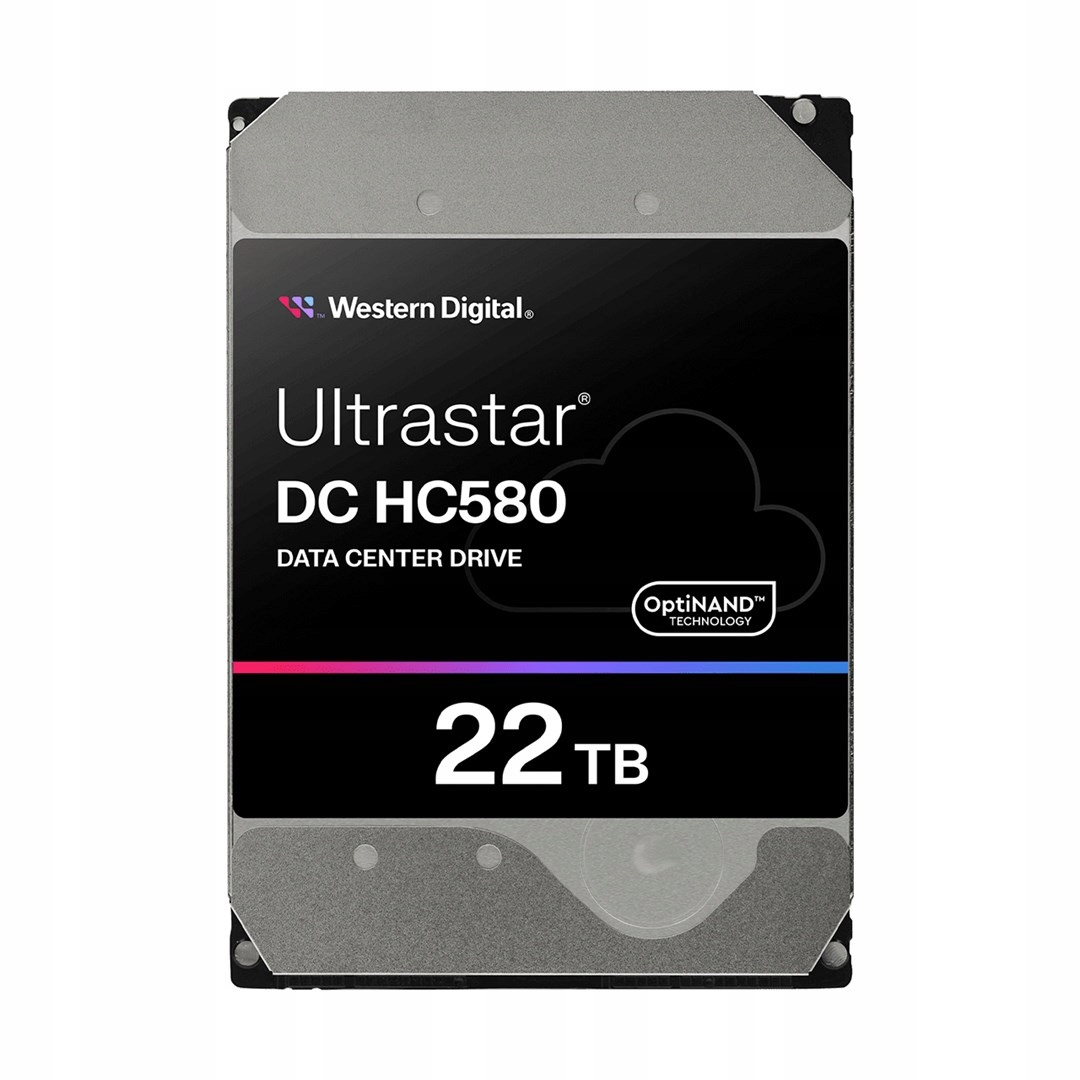 Western Digital Ultrastar DC HC580 22TB hard drive seen from above.
