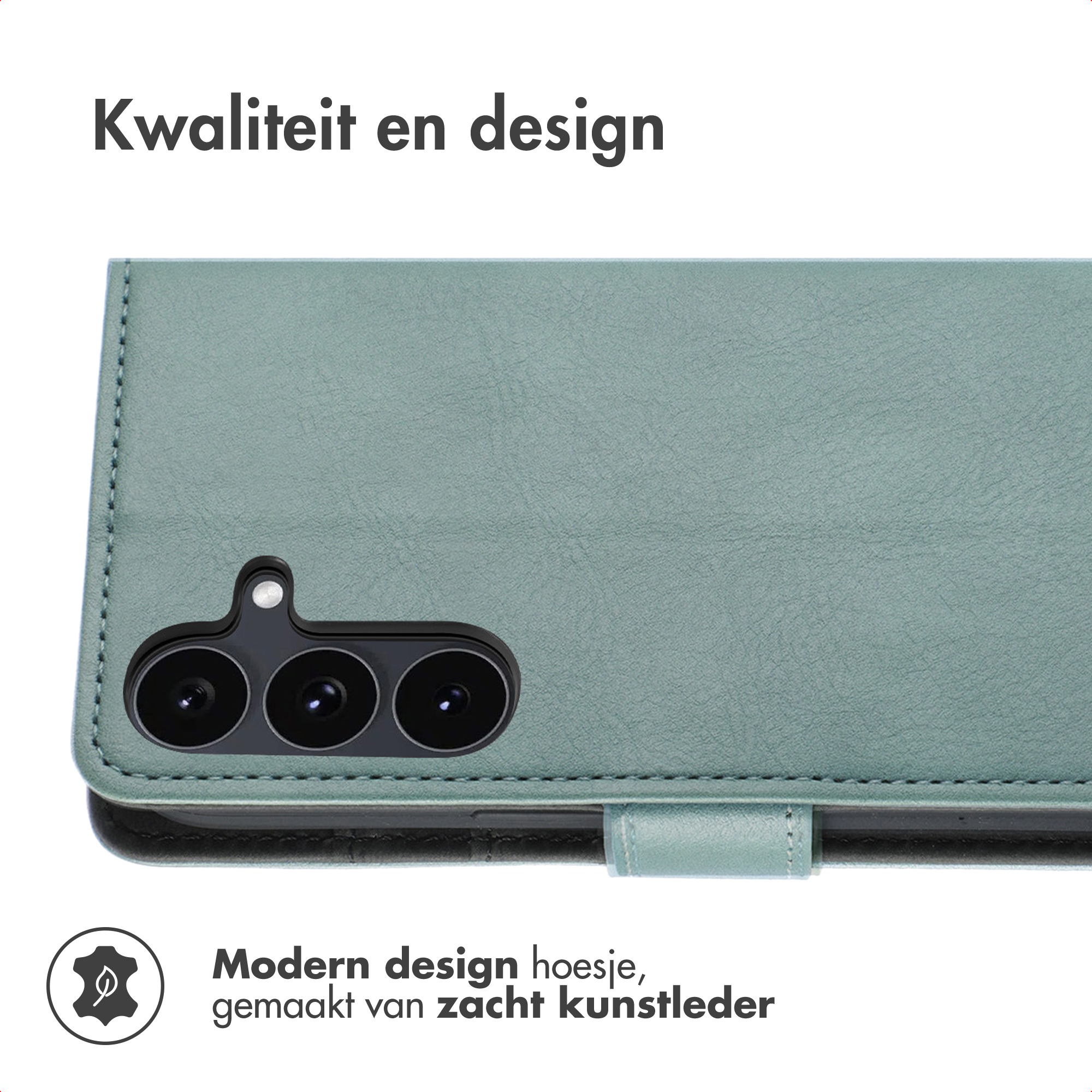 Coque de téléphone en similicuir vert clair avec découpe pour appareil photo.