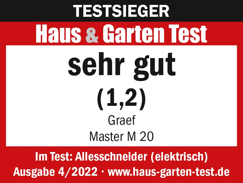 Testsieger Siegel von Haus & Garten Test für Graef Master M 20 mit der Note sehr gut (1,2).