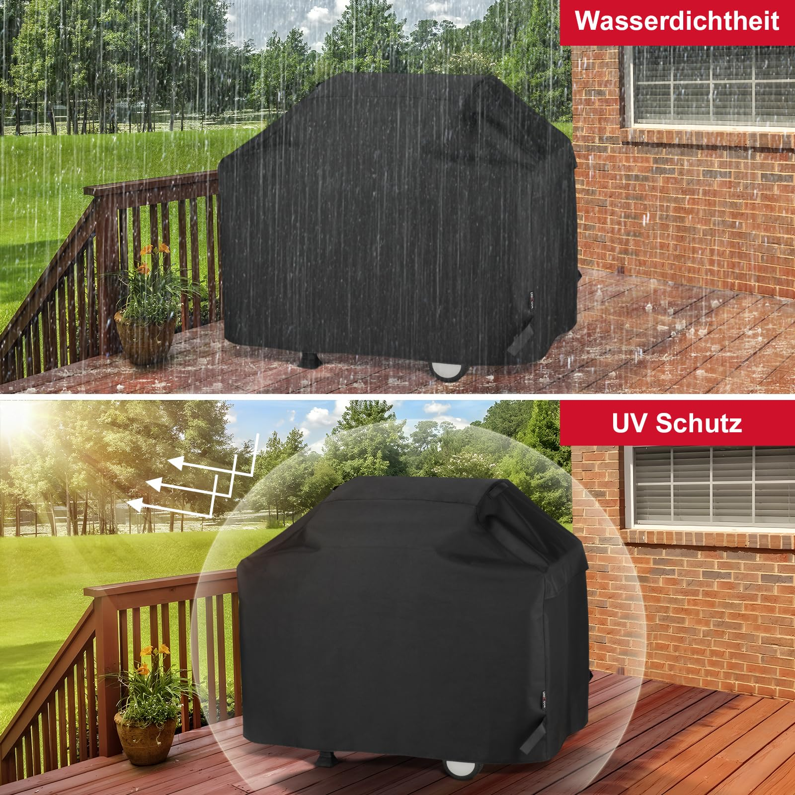UNICO 165 x 61 x 112 cm Grillabdeckung, Schwarz