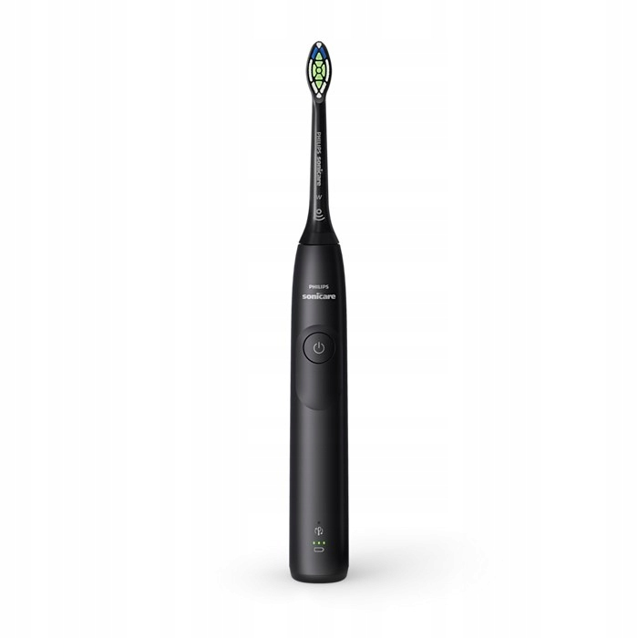 Spazzolino elettrico Philips Sonicare nero su sfondo bianco.