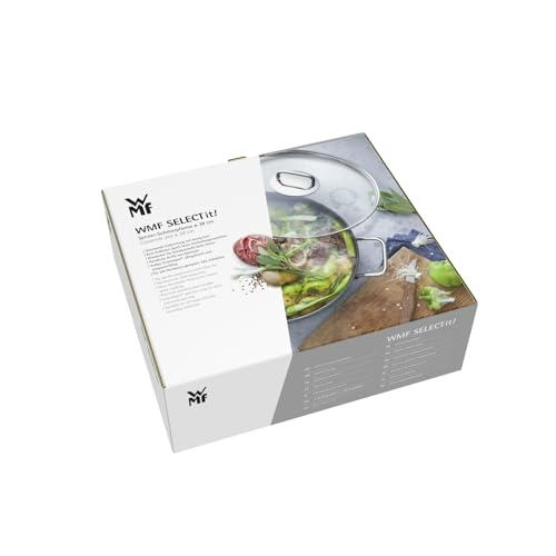 Produktverpackung für WMF Select it! Kochgeschirr mit Bild einer Pfanne mit Gemüse auf einem Holztisch.