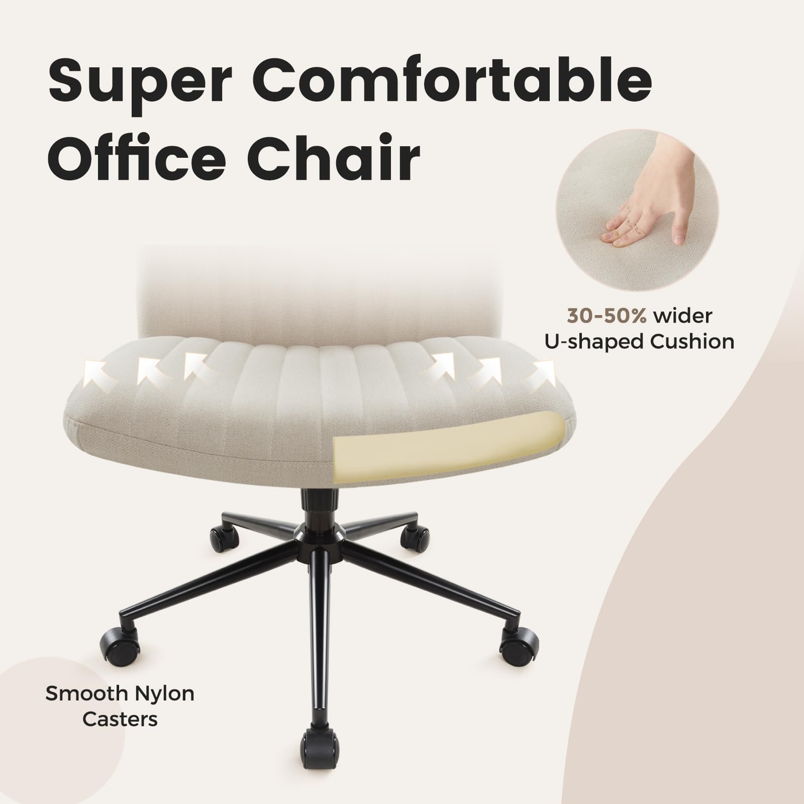 IWMH Chaise de bureau en tissu sans accoudoirs Chaise de bureau
