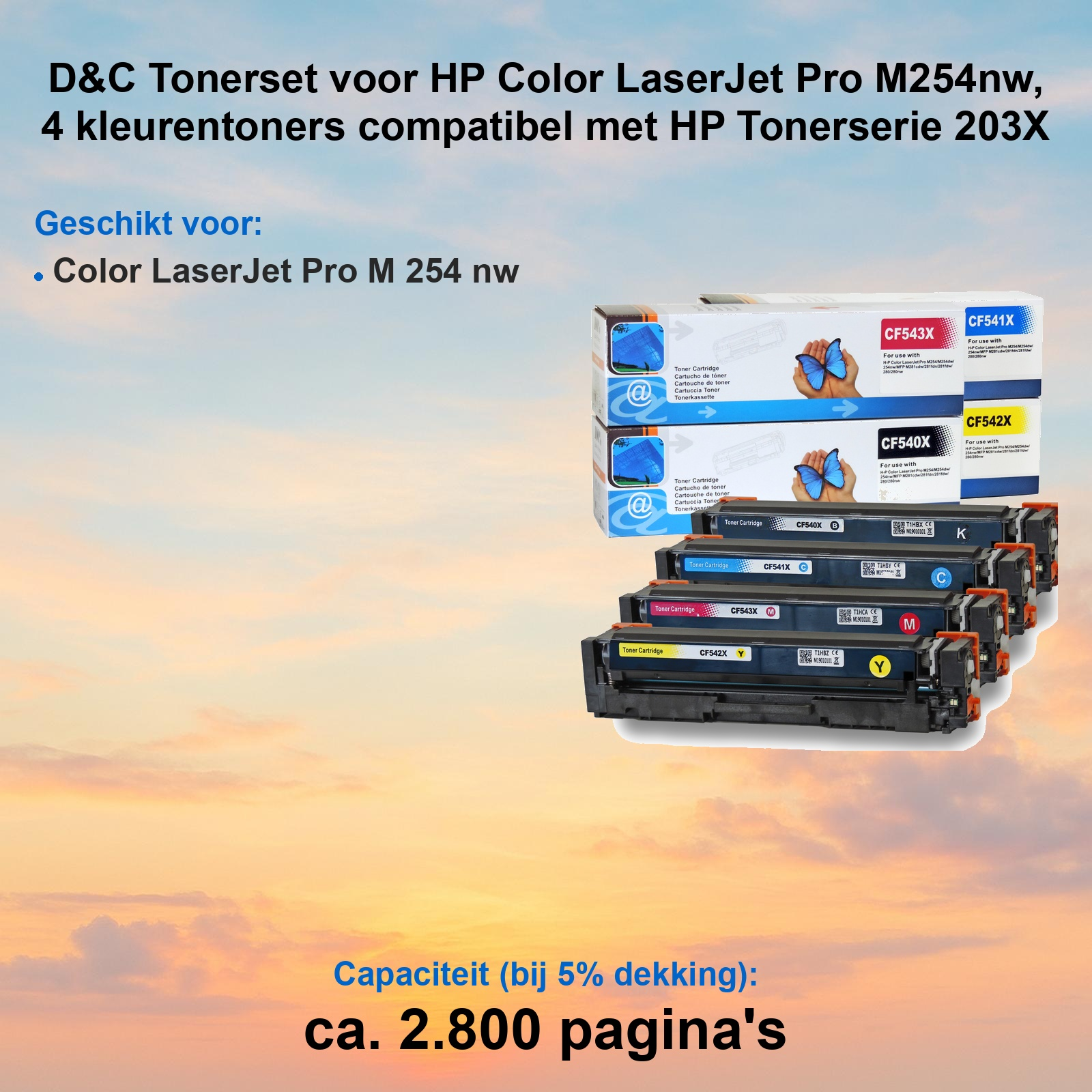D&C MFP-M254nw Toner Patronen Color LaserJet Pro M254nw HP 203X 203A kompatibel Multipack 4-Farben (Schwarz, Cyan, Magenta, Gelb) (203X, Color LaserJet Pro M254nw)