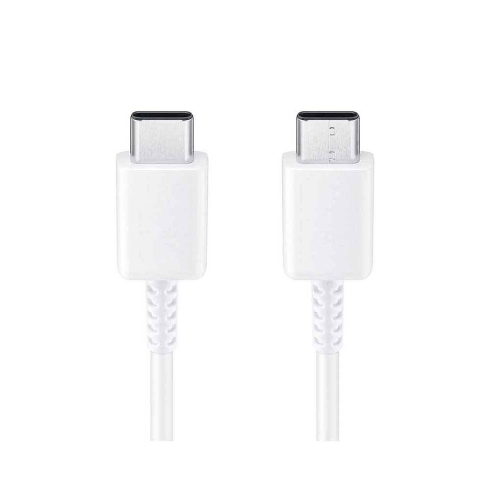 Dwa biale zlacza kabla USB-C na bialym tle.