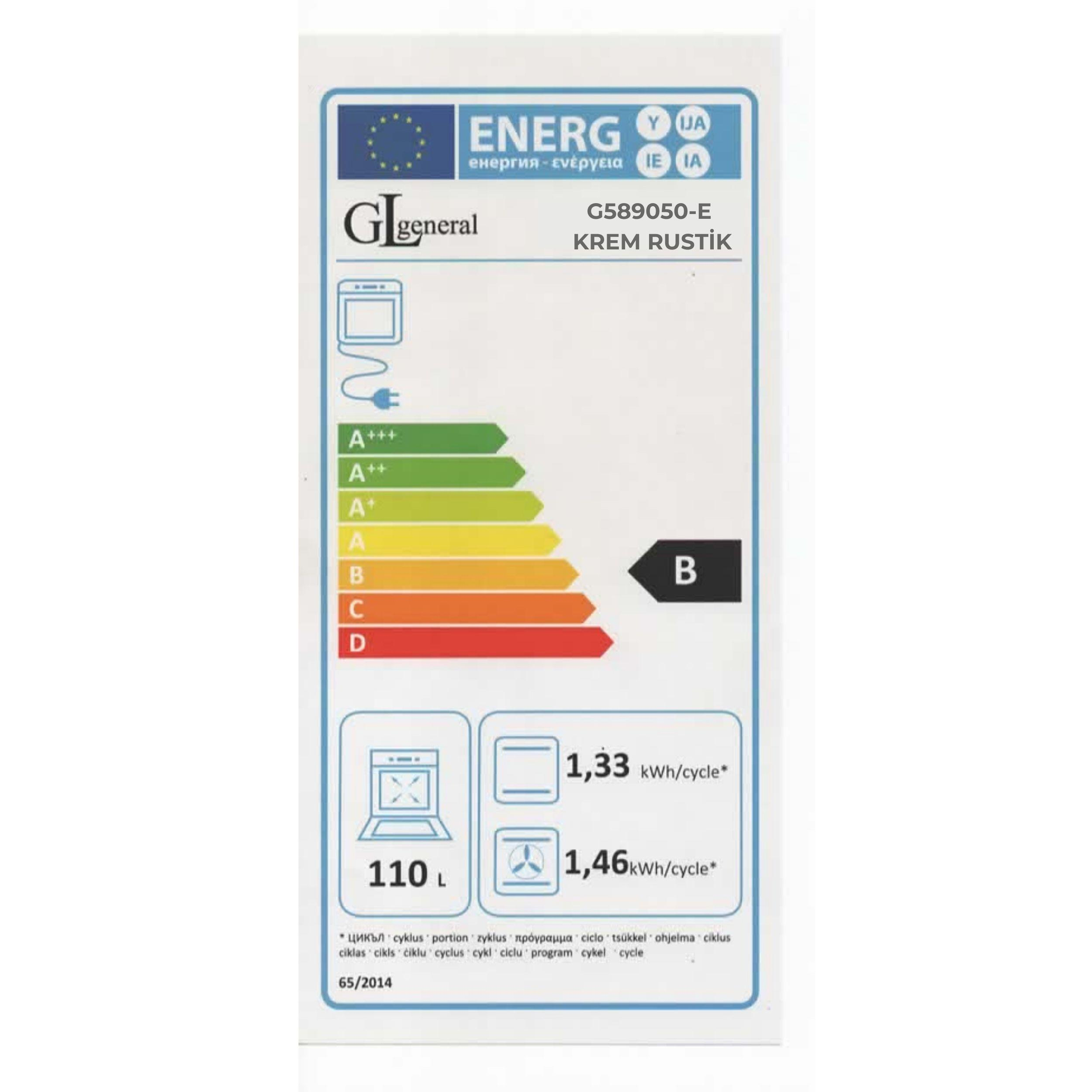 Gorenje fırın enerji etiketi, B enerji verimliliği sınıfı, 110L kapasite.