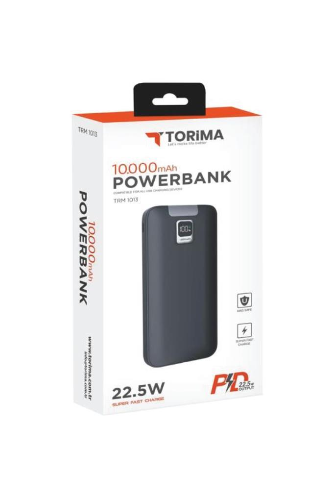 TORIMA TRM-1013 22.5W Hızlı Şarj Özellikli Dijital Şarj Göstergeli 10000 mAh Powerbank Siyah