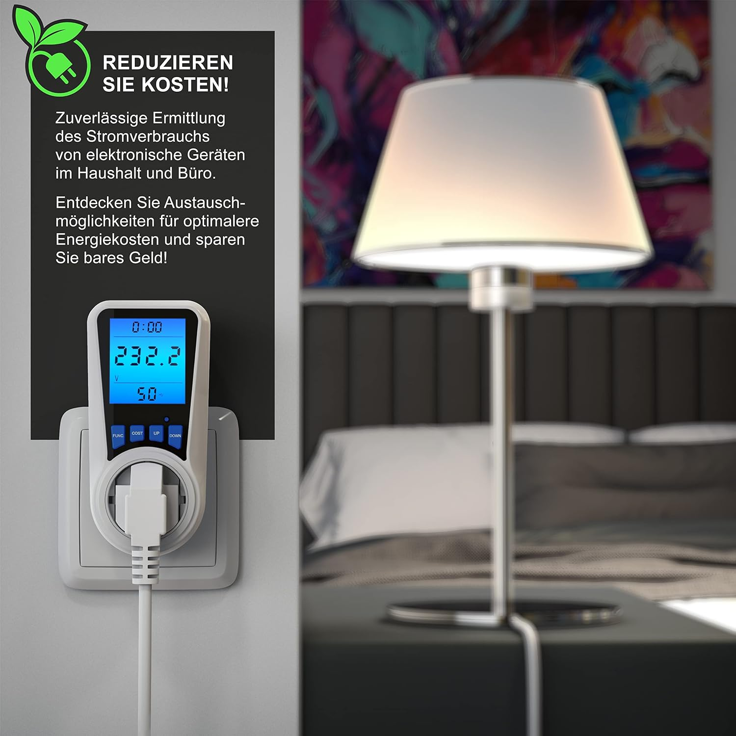 ALLGOODSBRAND Energiekostenzähler, Anzeige Smarte Steckdose