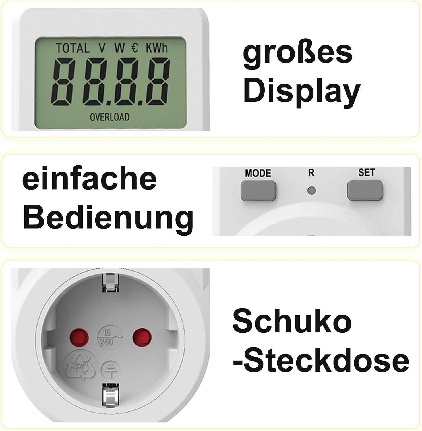 ALLGOODSBRAND Stromüberwachung, Speicherfunktion Smarte Steckdose