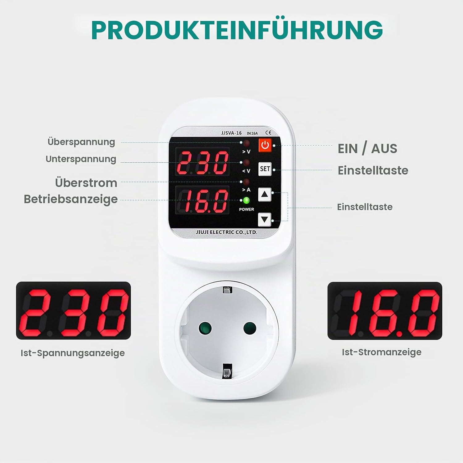 ALLGOODSBRAND 16 A, 220 V, einstellbar Smarte Steckdose