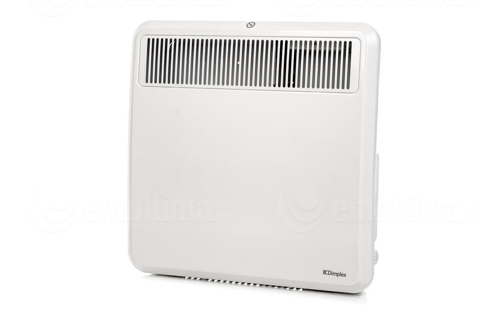 Biały grzejnik elektryczny Dimplex z górną kratką wentylacyjną.