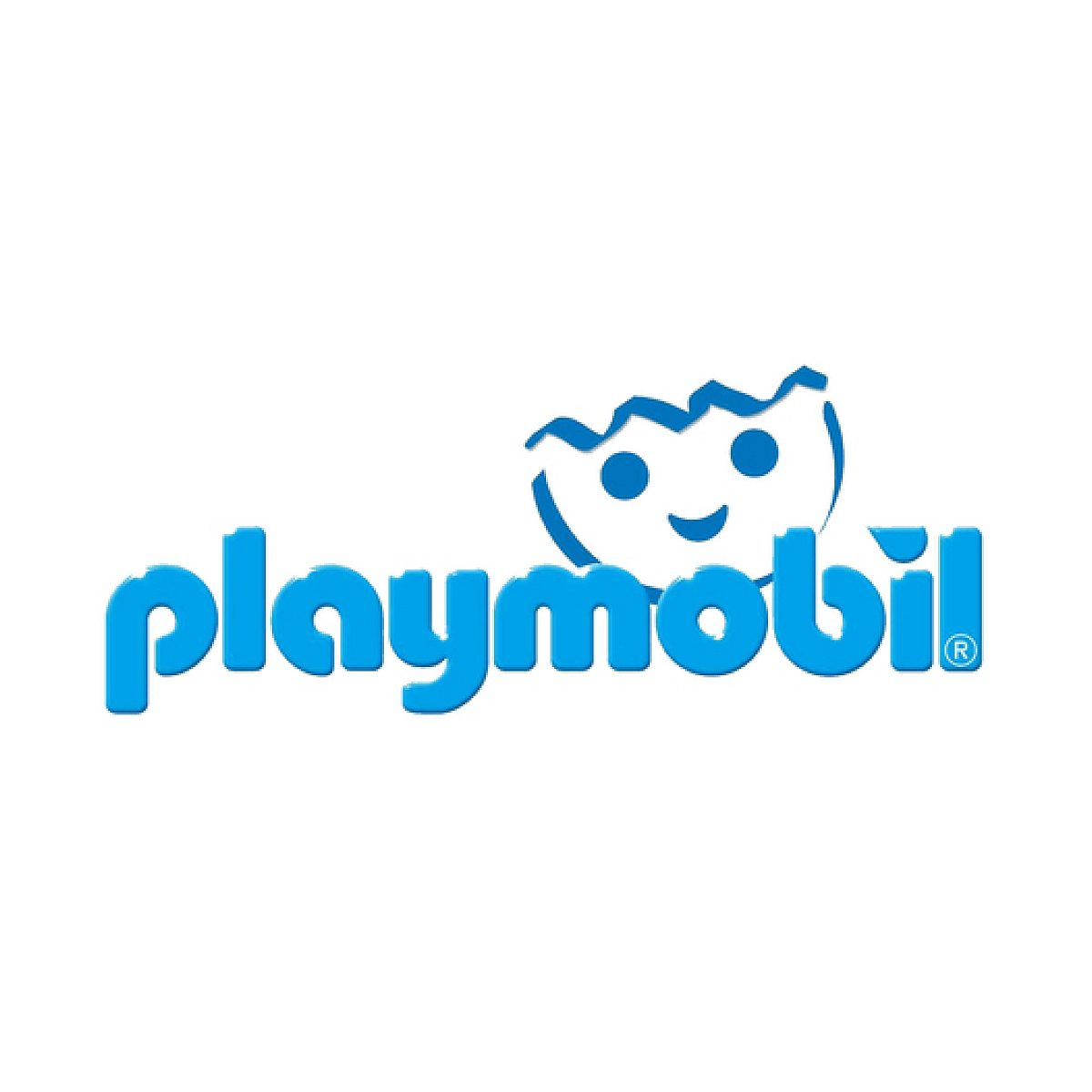 Das blaue Playmobil-Logo mit einer stilisierten Figur auf einem weißen Hintergrund.
