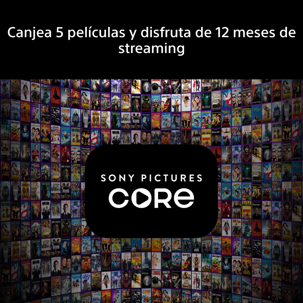 Logotipo de Sony Pictures Core frente a un collage de numerosos carteles de películas.