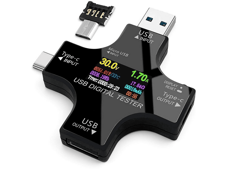 POWERMASTER PM-26611 Type-C/USB Voltmetre Ampermetre Test Cihazı