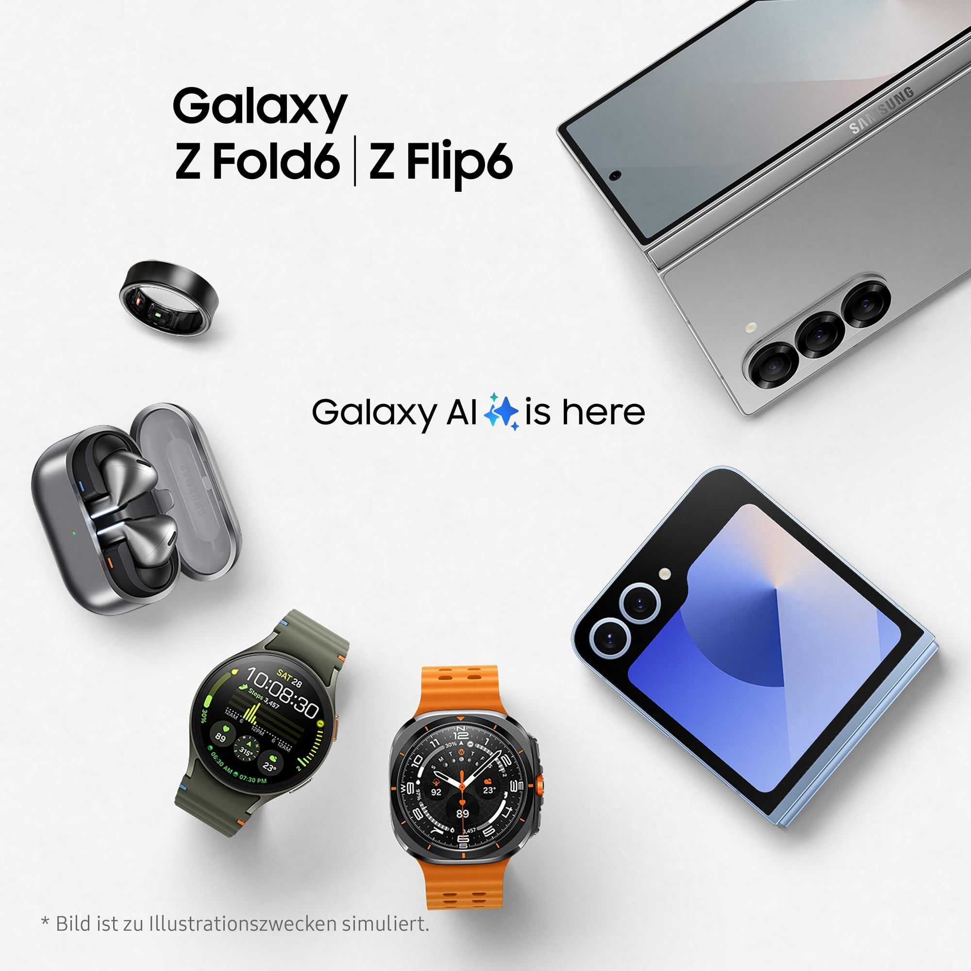 Samsung Galaxy Z Fold6 e Z Flip6, smartwatch, auricolari, anello e testo Galaxy AI is here.