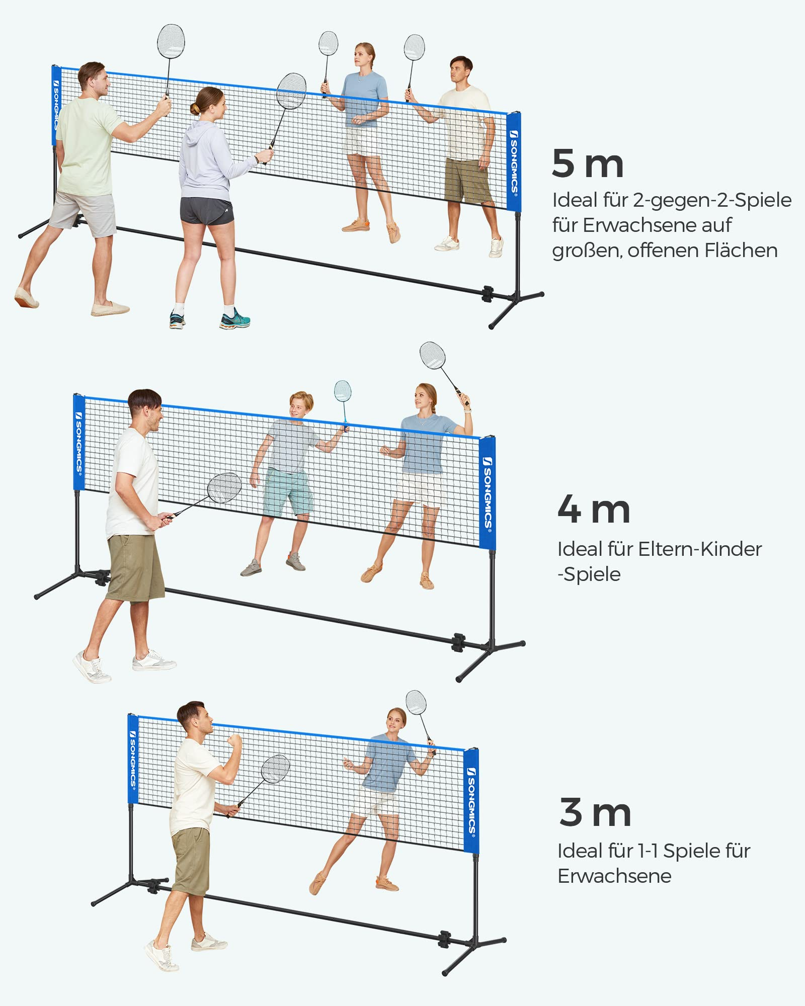 SONGMICS SYQ400 4 m Rete da badminton, Blu