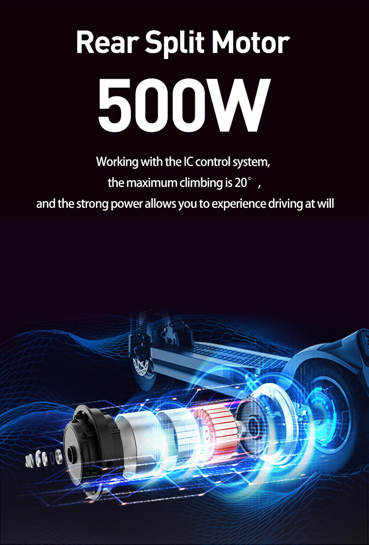 Schema di un motore posteriore diviso da 500W per monopattini.