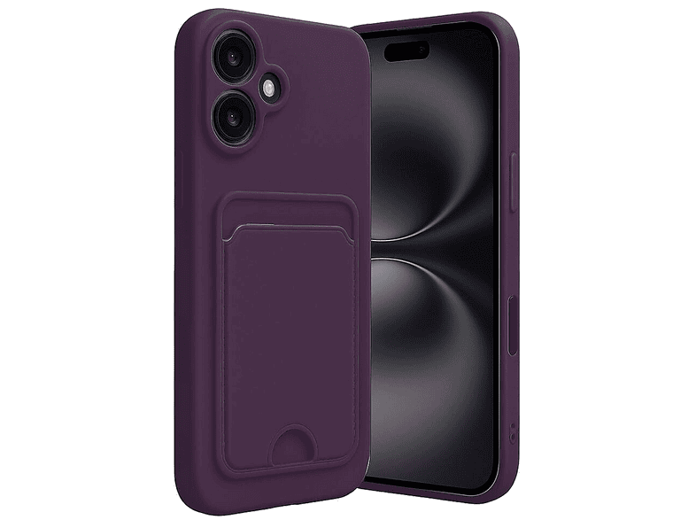 EVIMDEYOKYOK iPhone 16 Uyumlu Kelvin Kartvizitli Silikon Telefon Kılıfı Derin Mor